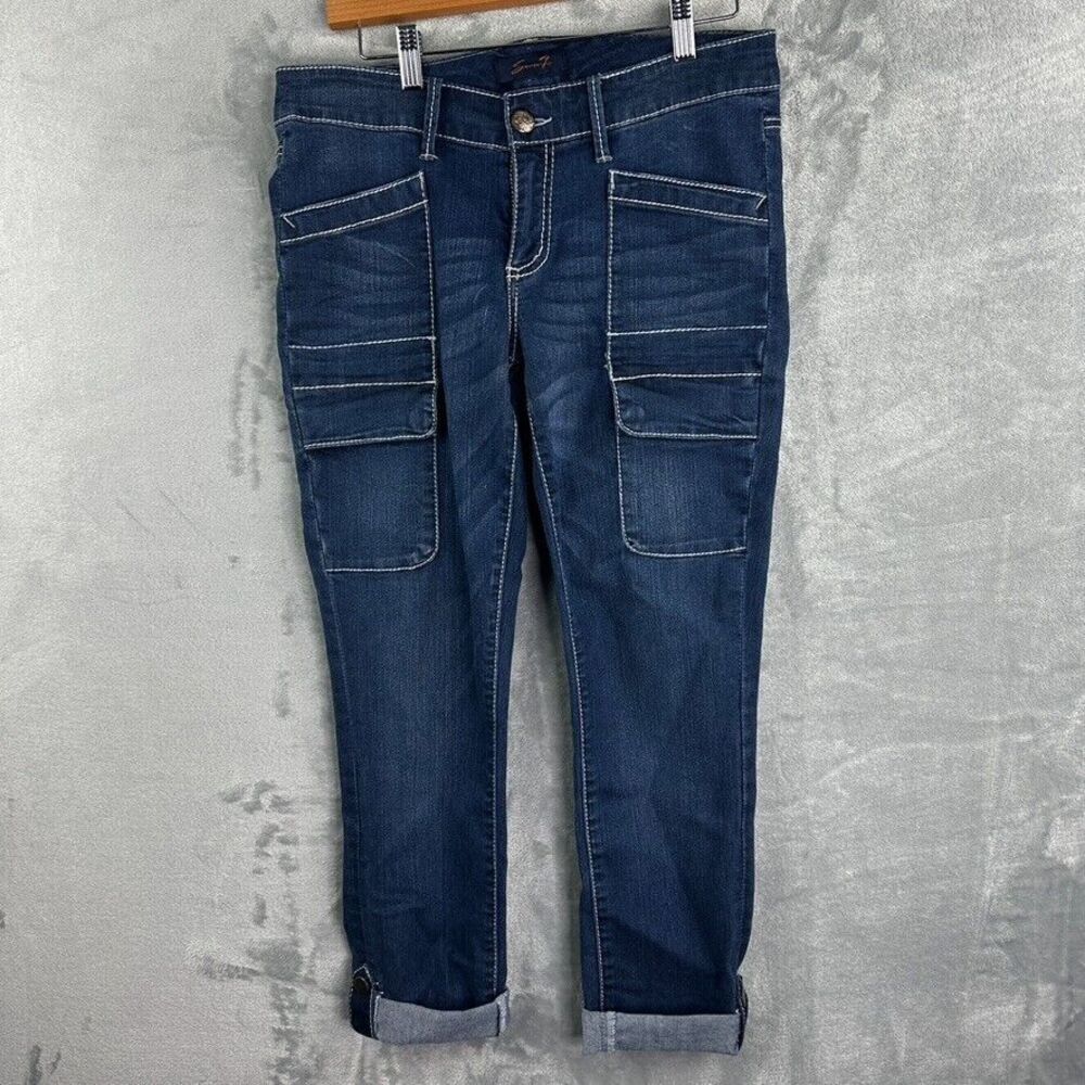 seven 7 jeans womens 8 blue crop capri denim